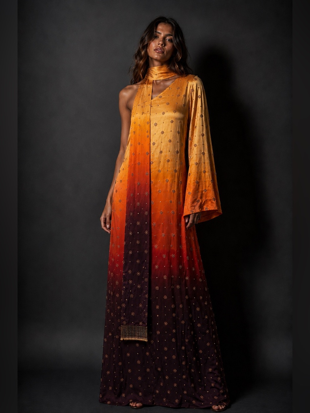 Function & Fringe Edit | Sani Ombre Beaded Maxi Dress Sunset